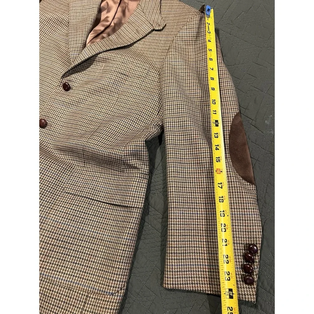 Brooks Brothers Men's Hounds Tooth Check Blazer With Suede Elbows Multicolor